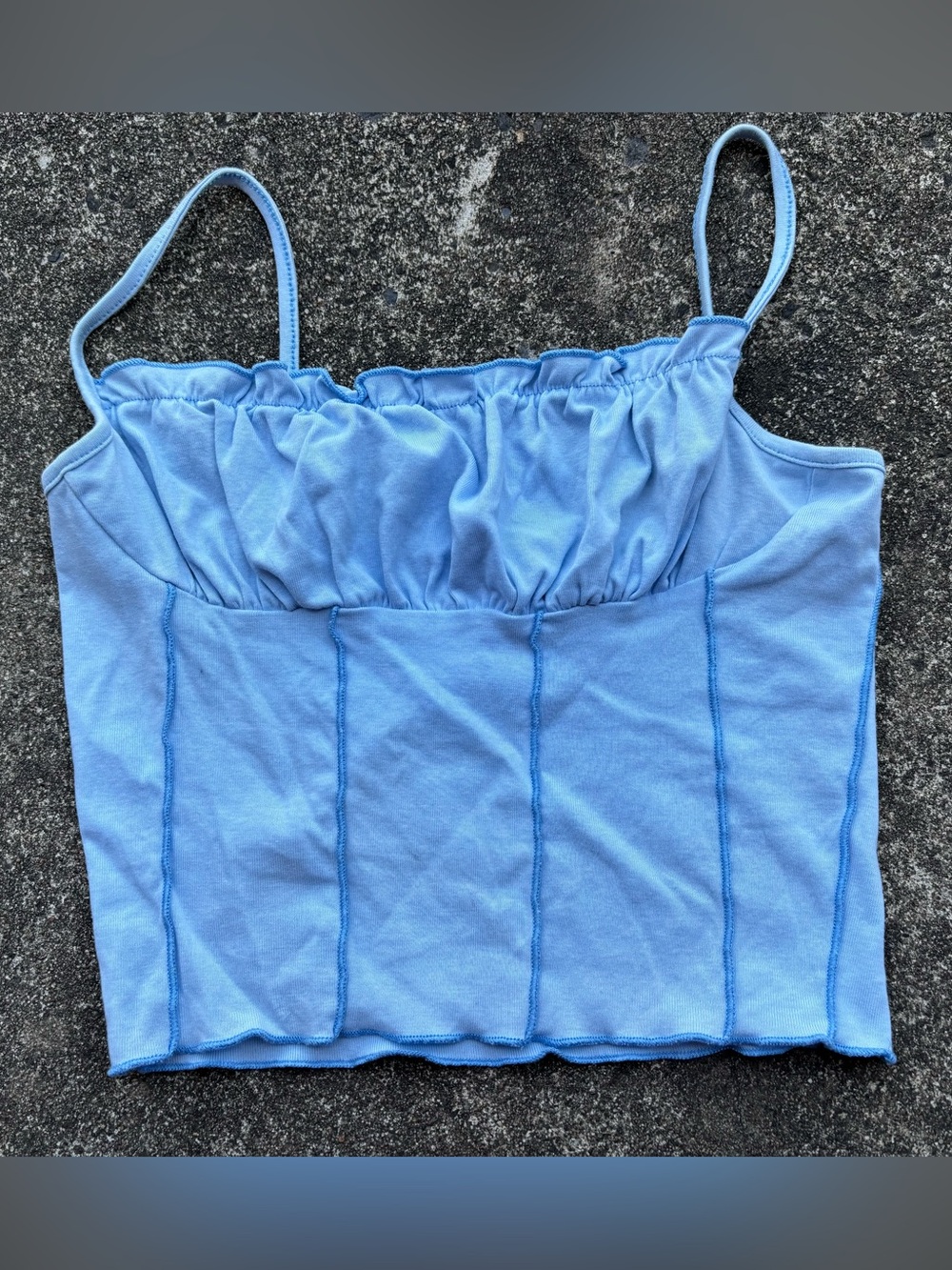 SHEIN Light Blue Ruched Spaghetti Strap Crop Top